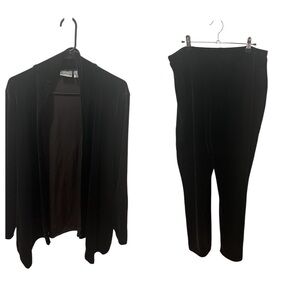 Chico’s Brown Velvet Open Cardigan  And Pull On Pants Size XL